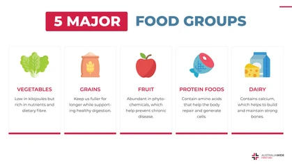 The Australian Guide to Healthy Eating is a visual representation of the Australian Dietary Guidelines. Using this guide to inform your daily eating habits can help support your wellbeing and reduce your risk of chronic diseases. 